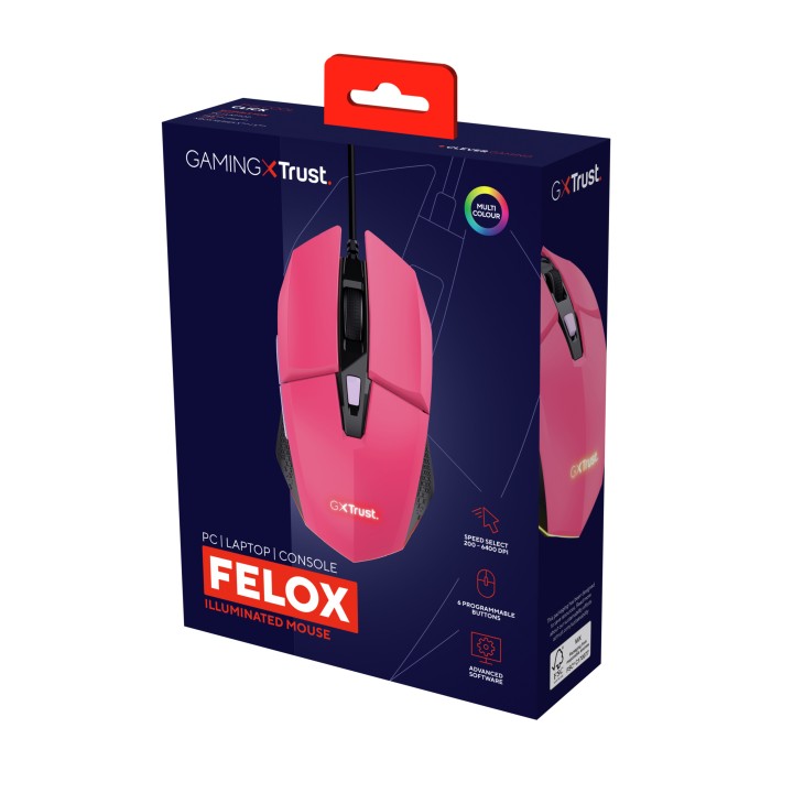 Ratón Gaming Trust GXT 109 Felox RGB Rosa (25068)