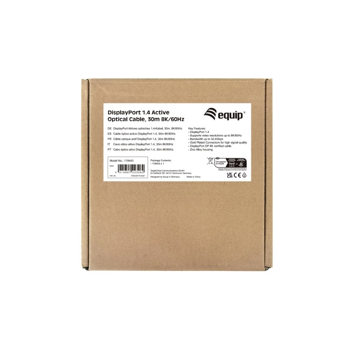 Cable EQUIP DP/M a DP/M 30m Negro (EQ119443)