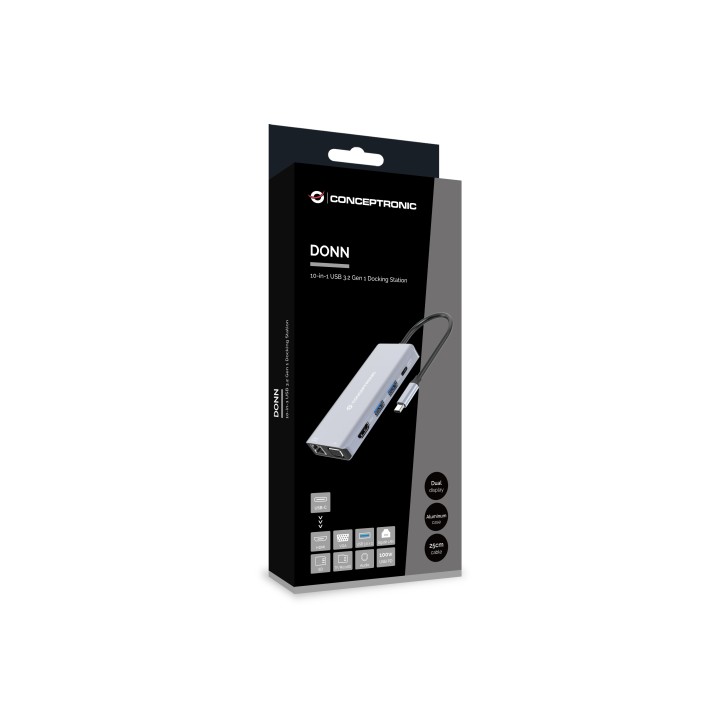 Adaptador CONCEPTRONIC USB-C 10en1 100W Gris (DONN20G)