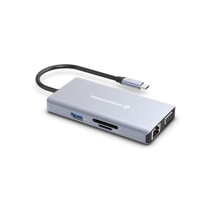Adaptador CONCEPTRONIC USB-C 10en1 100W Gris (DONN20G)