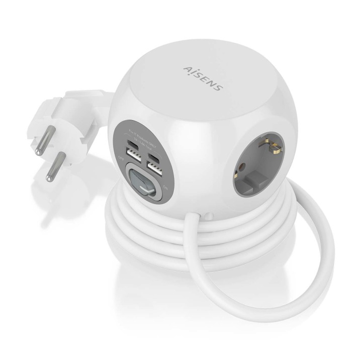 Regleta AISENS 3Schuko 4USB Interruptor (ASPS-2A2C04-W)