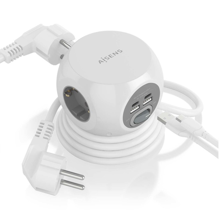 Regleta AISENS 3Schuko 4USB Interruptor (ASPS-2A2C04-W)