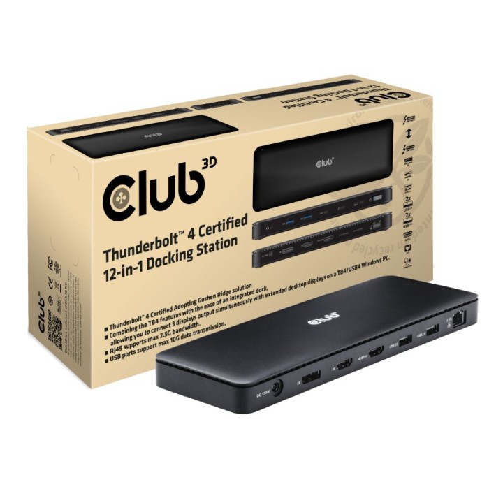 Docking Station Club 3D USB-C 12en1 Negro (CSV-1582)