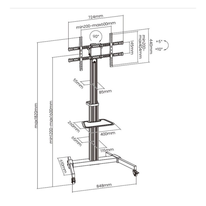 Soporte Suelo EQUIP 37-86" hasta 50Kg Plata (EQ650630)