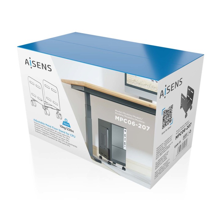 Soporte Suelo CPU AISENS con ruedas Negro (MPC06-207)
