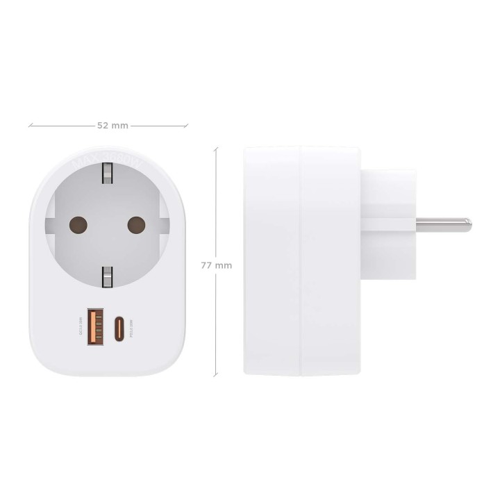 Enchufe AISENS 1Toma 1Usb-C PD 1Usb-A (ASPS-1A1C06-W)