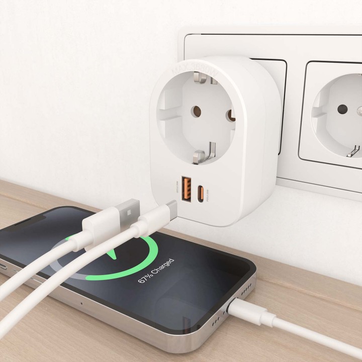 Enchufe AISENS 1Toma 1Usb-C PD 1Usb-A (ASPS-1A1C06-W)