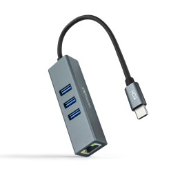 Adaptador Nanocable USB-C a 3xUSB-A/RJ45 (10.03.0408)