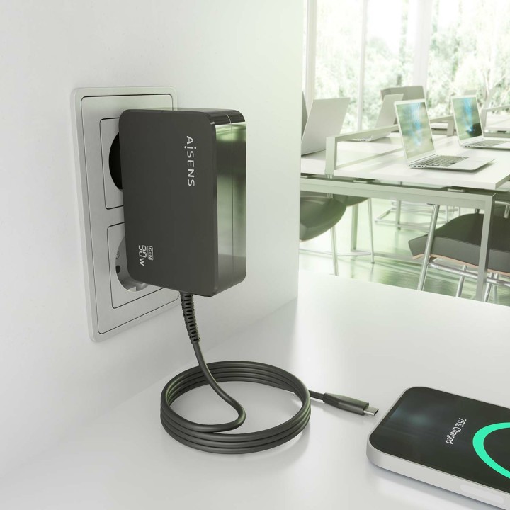 Cargador Pared AISENS 1USB-C 1.8m (ASCH-1PD90WL034-BK)