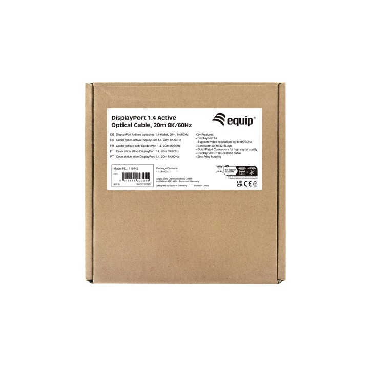 Cable EQUIP DP/M a DP/M 20m Negro (EQ119442)