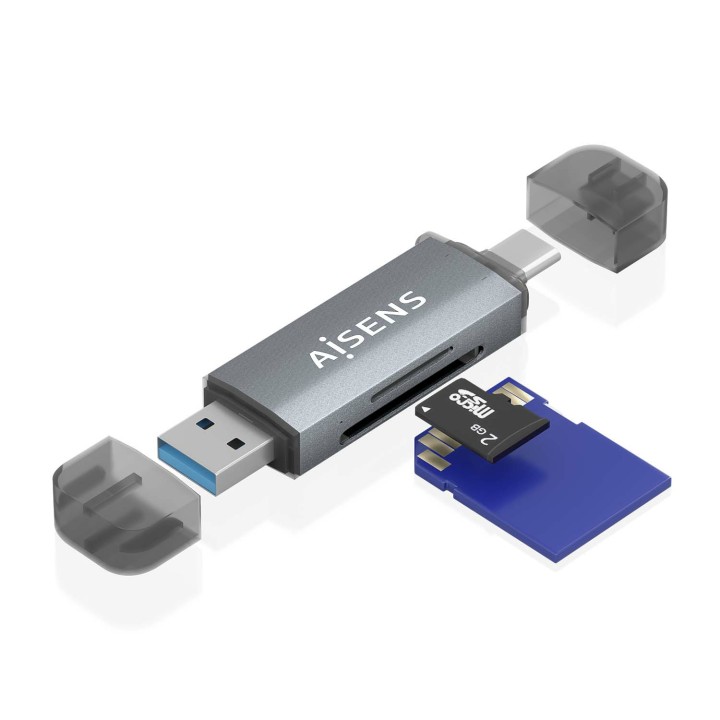 Lector Tarjetas AISENS USB-A/C 3.0 Gris (ASCR-2AC08-GR)