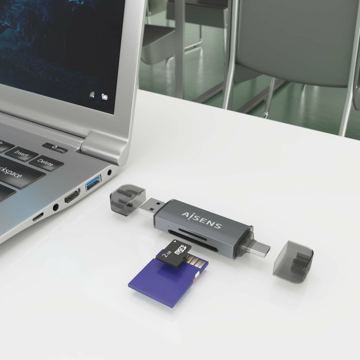 Lector Tarjetas AISENS USB-A/C 3.0 Gris (ASCR-2AC08-GR)
