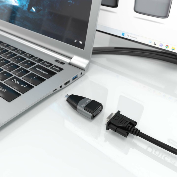 Adaptador AISENS USB-C/M a VGA/H Negro/Gris (A109-0863)