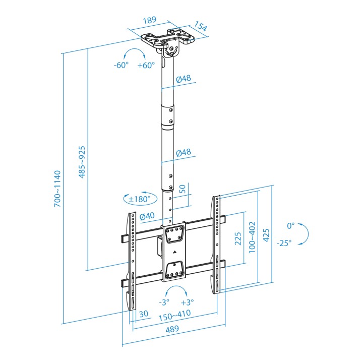 Soporte Techo TOOQ 32-75" Gira/Inclina (LPCE1175TSLI-B)