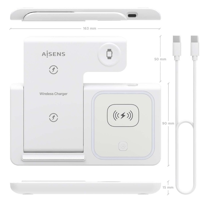 Base AISENS carga Inalámbrica 15W (ASCH-15W3WC044-W)
