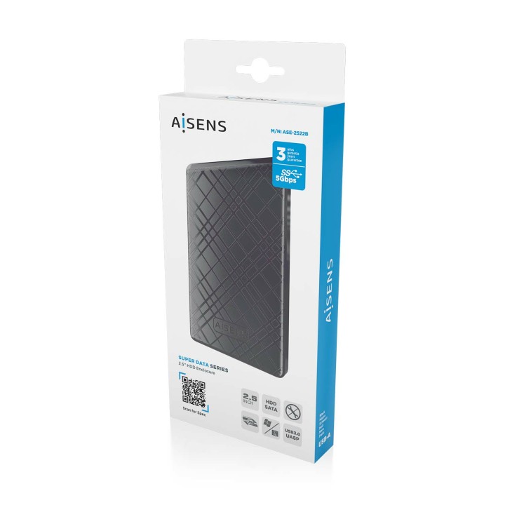 Caja AISENS HDD 2.5" SATA USB 3.0 Negra (ASE-2522B)