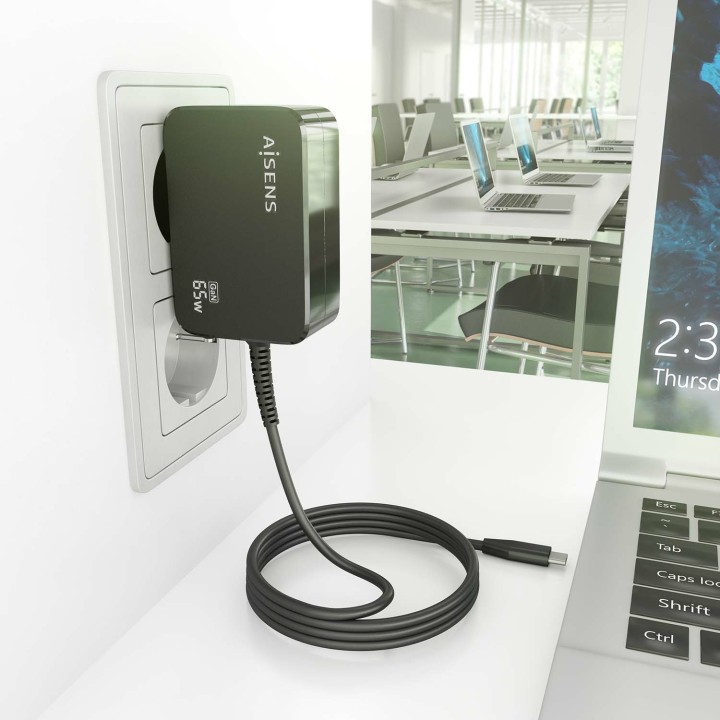 Cargador Pared AISENS USB-C 65W (ASCH-1PD65WL033-BK)