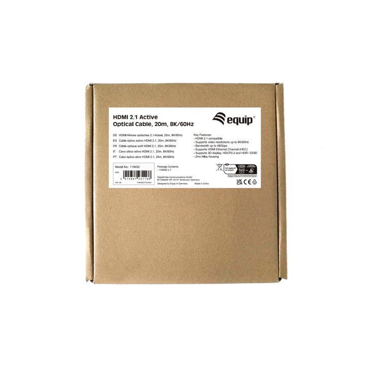 Cable EQUIP HDMI A 2.1 M/M 8K 20m Negro (EQ119452)