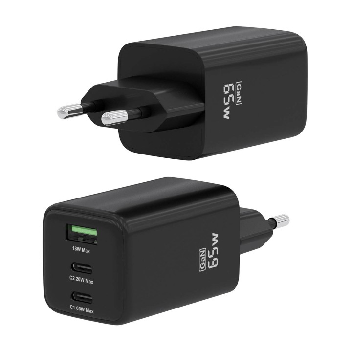Cargador AISENS USB-A/C 65W Negro (ASCH-65W3P042-BK)
