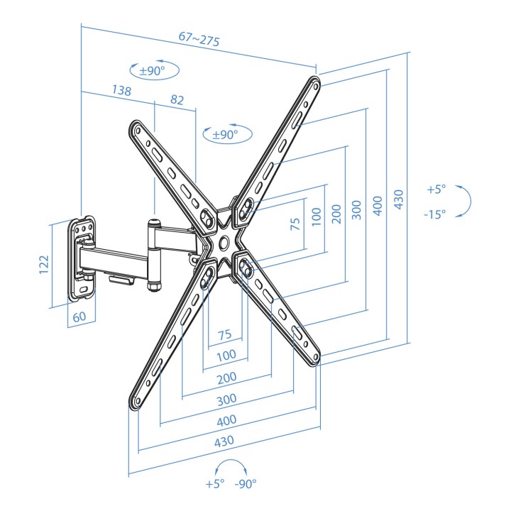 Soporte Pared TOOQ 13"-55" Gira/Incl Negro (LP1356TN-B)