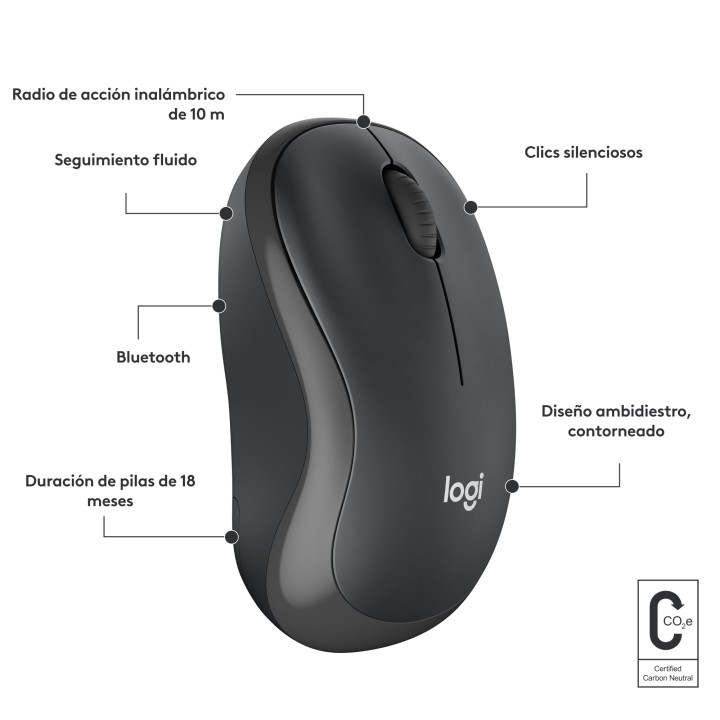 Ratón LOGITECH M240 Bluetooth Grafito (910-007119)