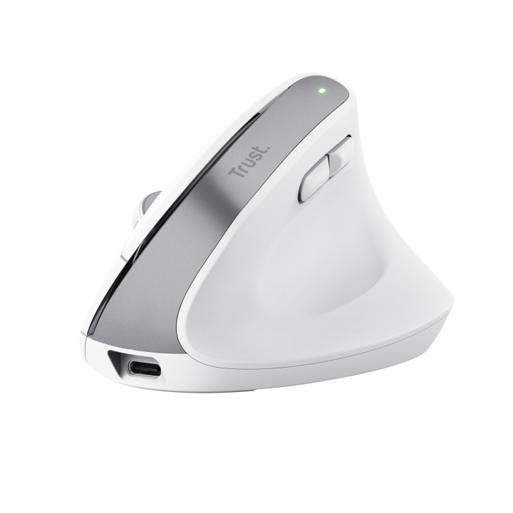 Ratón Vertical Trust Bayo+ Óptico RF BT Blanco (25399)