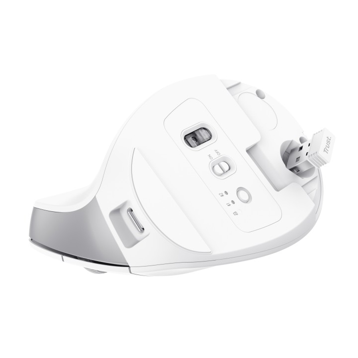 Ratón Vertical Trust Bayo+ Óptico RF BT Blanco (25399)