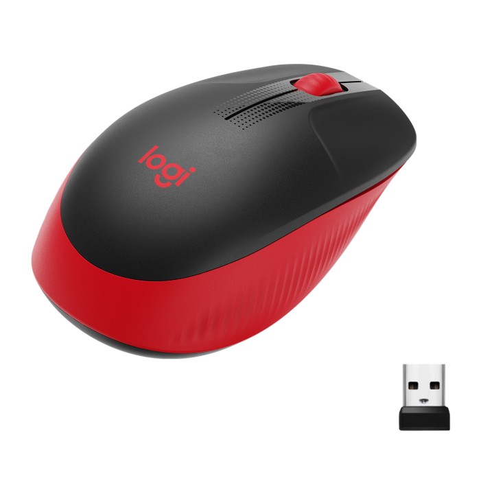 Ratón LOGITECH M190 Óptico RF Negro/Rojo (910-005908)
