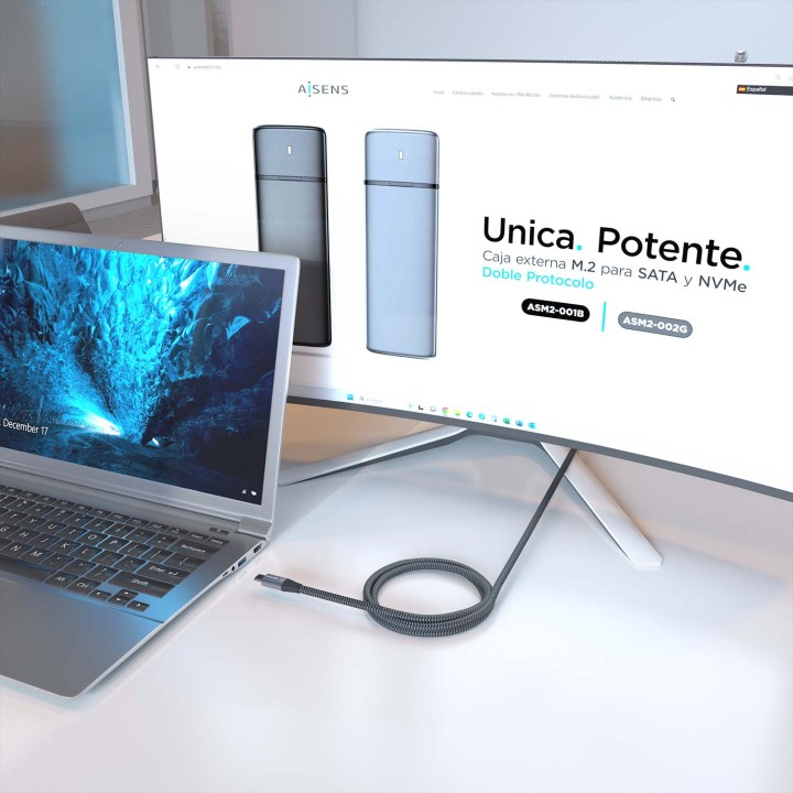 Cable AISENS USB-C/M a USB-C/M 3m Gris (A107-0875)