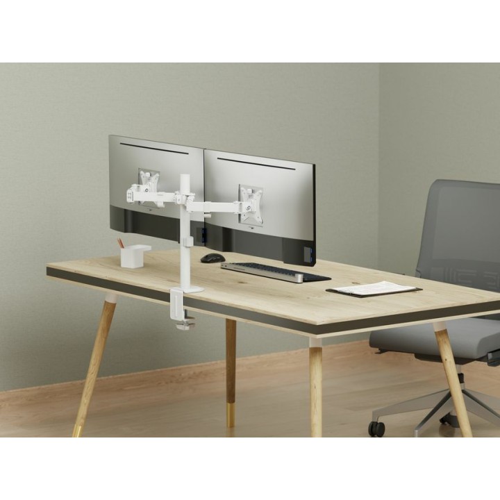 Soporte Mesa EQUIP 17-32" 2 Pantallas Blanco (EQ650167)