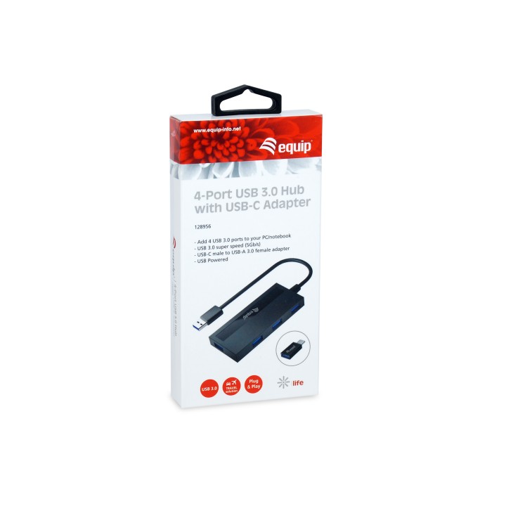 Hub EQUIP Life USB-A a 4xUSB-A Adaptador USB-C (128956)