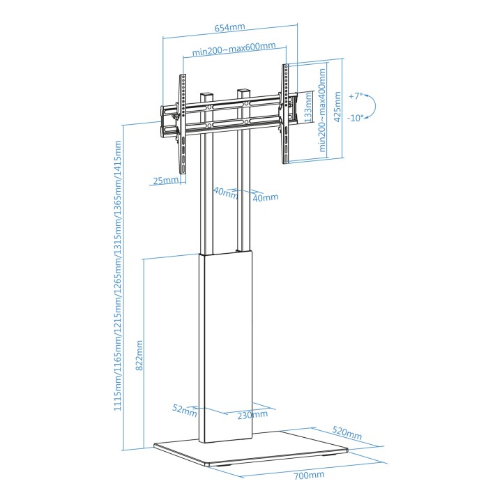Soporte Suelo TOOQ Inclina 32"-85" Negro (FS2288M-B)