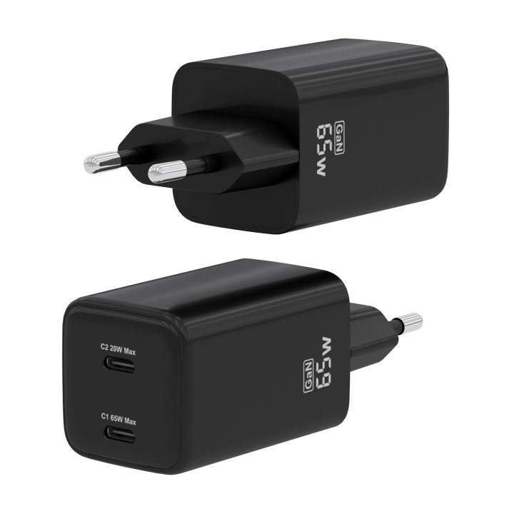 Cargador AISENS 2xUSB-C 65W Negro (ASCH-65W2P040-BK)