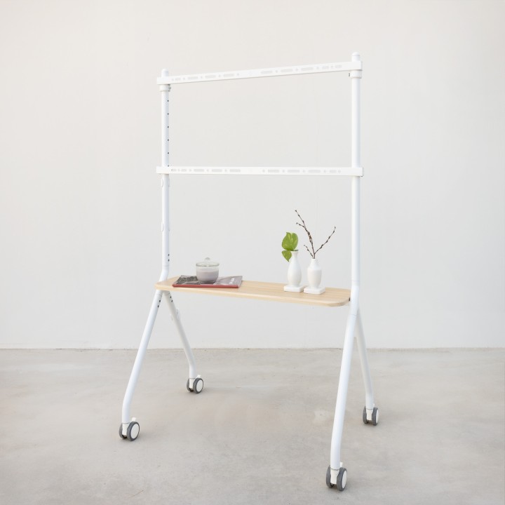 Soporte de Suelo TOOQ 49"-80" Blanco/Haya (FS20207M-W)