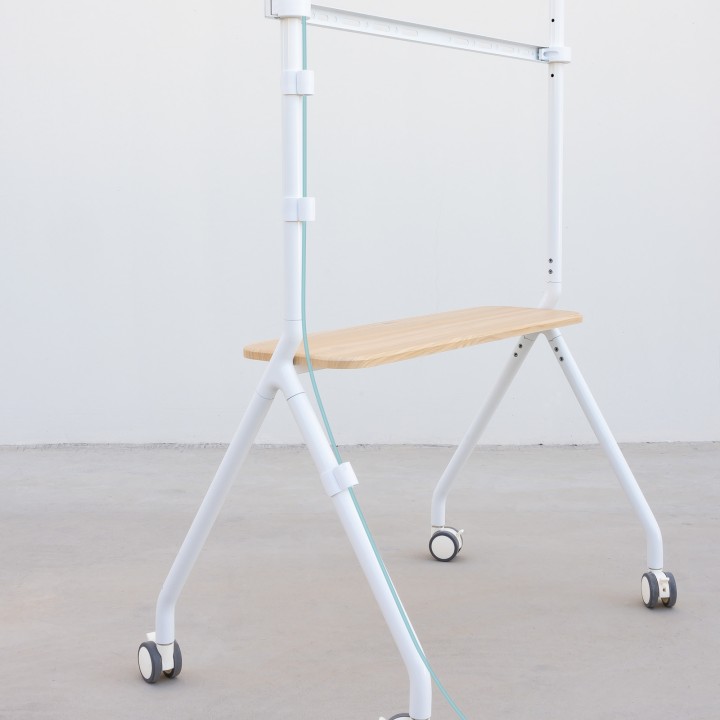Soporte de Suelo TOOQ 49"-80" Blanco/Haya (FS20207M-W)
