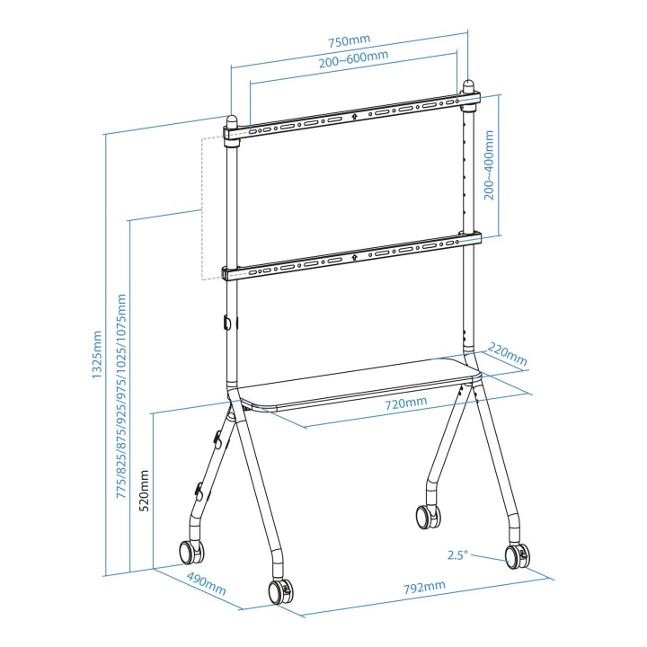 Soporte de Suelo TOOQ 49"-80" Blanco/Haya (FS20207M-W)