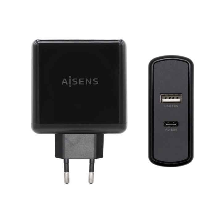 Cargador Pared AISENS 57W 2xUSB Negro (ASCH-2PD45A-BK)