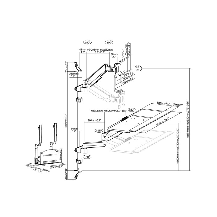 Soporte Pared EQUIP 17"-32" Bandeja Teclado (EQ650170)