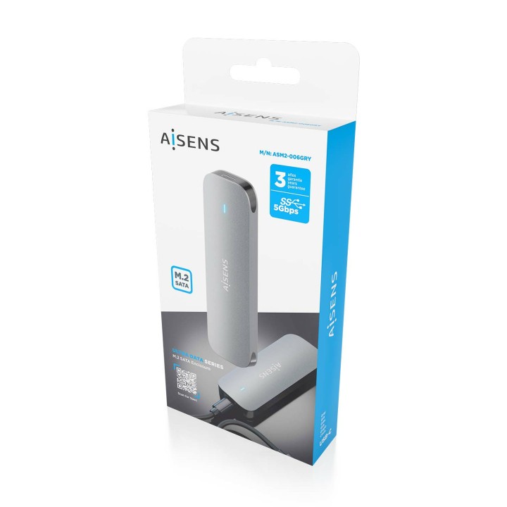 Caja SSD AISENS M.2 SATA USB-C 3.0 Gris (ASM2-006GRY)