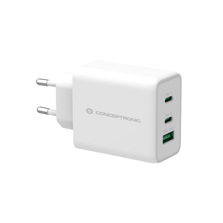 Cargador Pared CONCEPTRONIC 2Usb-C 1Usb-A (ALTHEA12W)