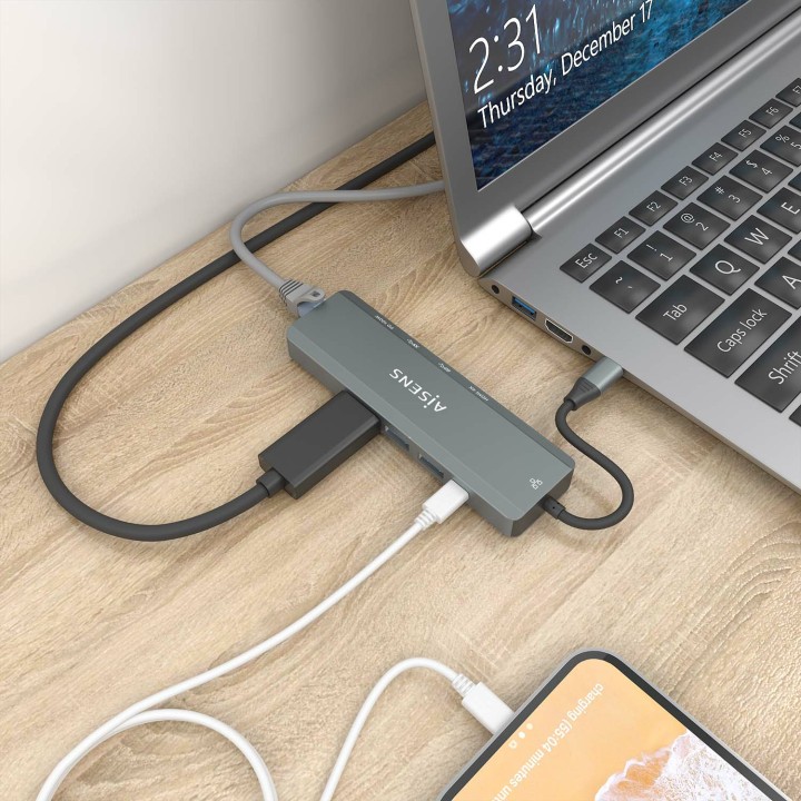 Dock Station AISENS USB-C a HDMI/USB/PD (ASUC-5P011-GR)