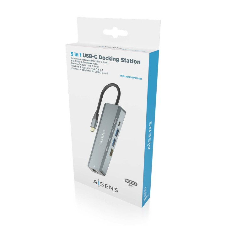 Dock Station AISENS USB-C a HDMI/USB/PD (ASUC-5P011-GR)