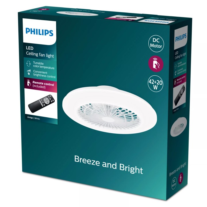 Ventilador Techo Philips + Plafón Blanco (929003352601)