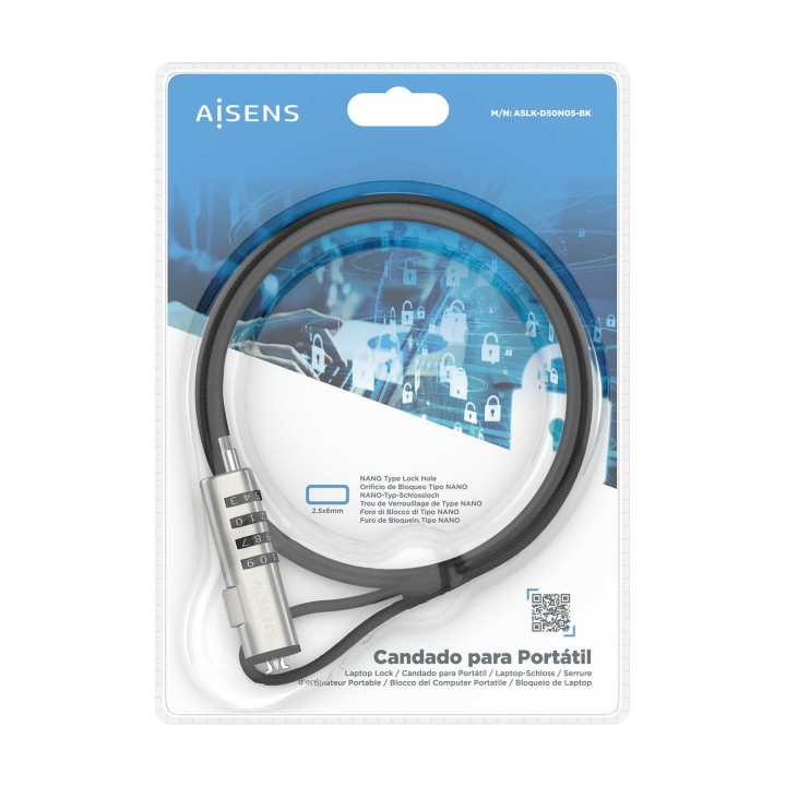 Cable Seguridad AISENS Combinacion 1.5m(ASLK-D50N05-BK)