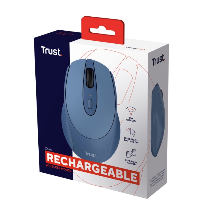 Ratón Trust Zaya Wireless RF Recargable Azul (25039)