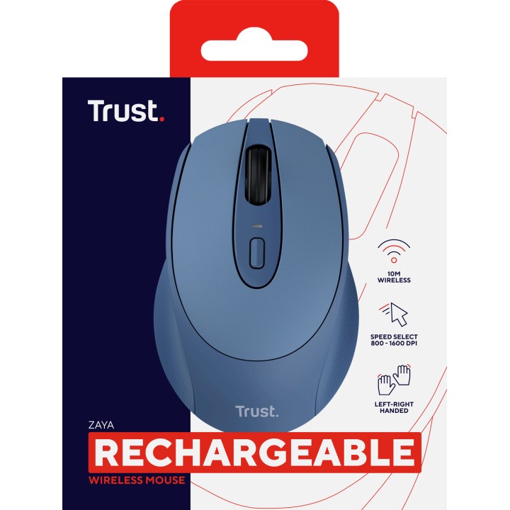 Ratón Trust Zaya Wireless RF Recargable Azul (25039)
