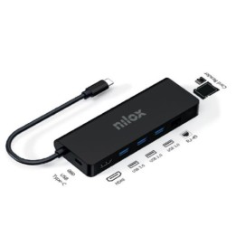 Docking Station NILOX 8 en 1 USB-C Negro (NXDSUSBC04)