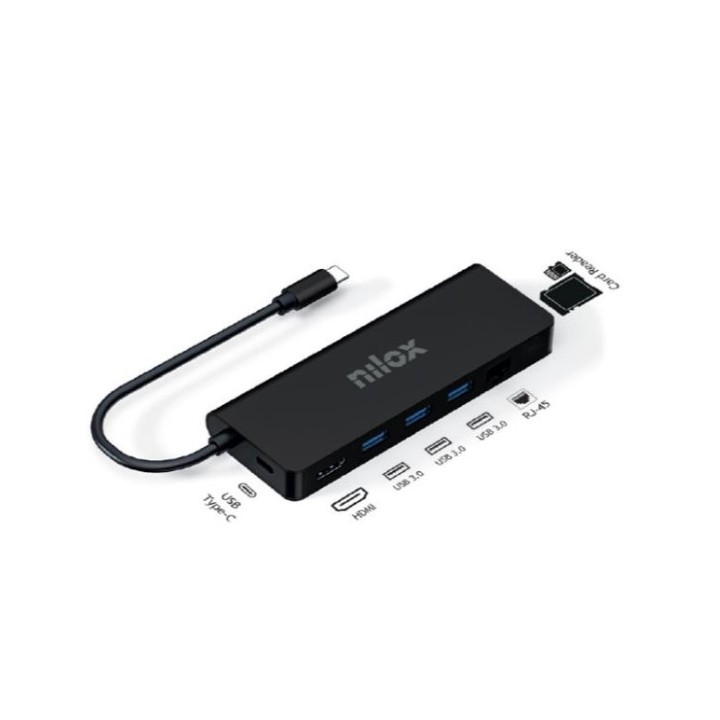 Docking Station NILOX 8 en 1 USB-C Negro (NXDSUSBC04)