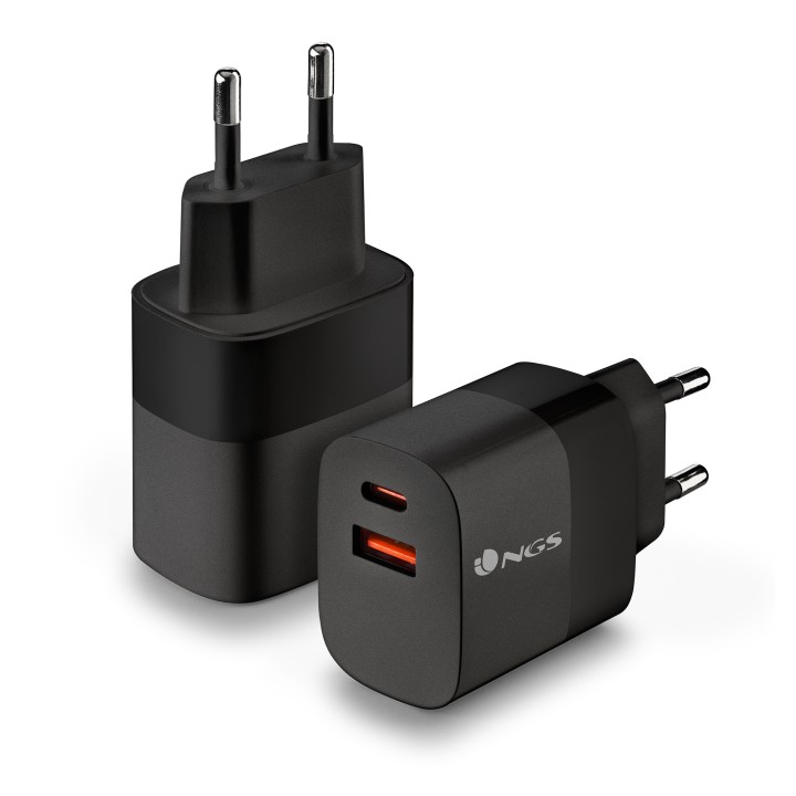 Cargador Pared NGS 1xUSB-C 1xUSB-A 45W Negro (BUD45W)