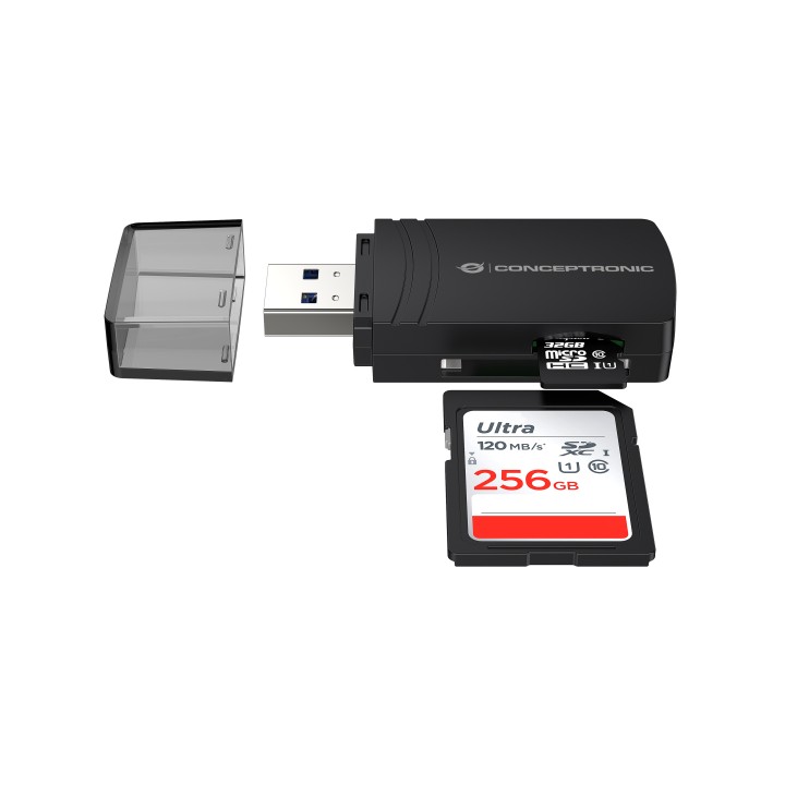 Lector Tarjetas CONCEPTRONIC USB-A 3.0 Negro (BIAN06B)